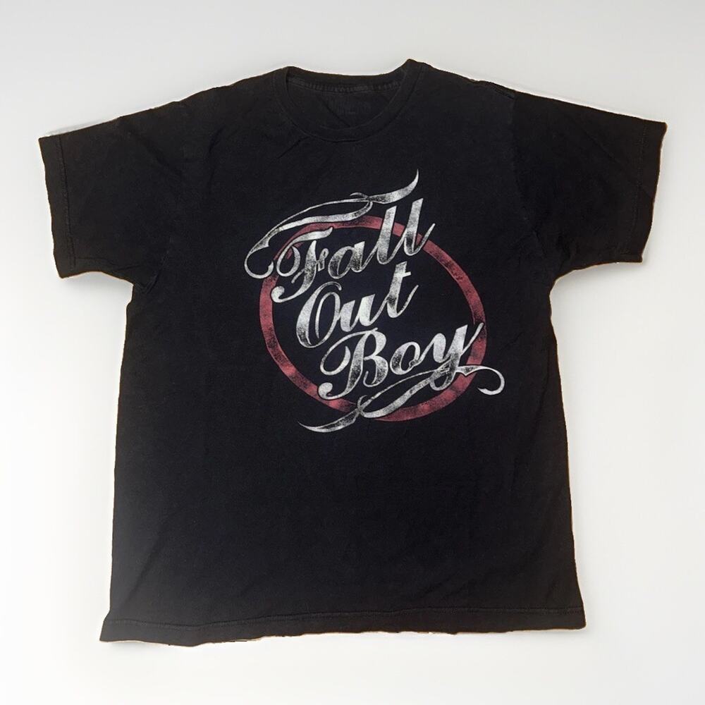 Fall Out Boy Paper Thin Band T-Shirt Black Large 20x25